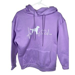 {NEW} Dog Print Kangaroo Pocket Hoodie S Purple